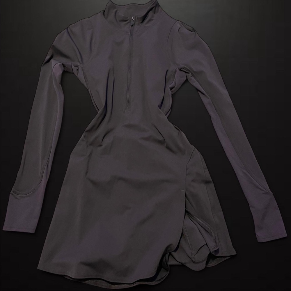 lululemon athletica Long Sleeve Quarter-Zip Dress in Charcoal Gray